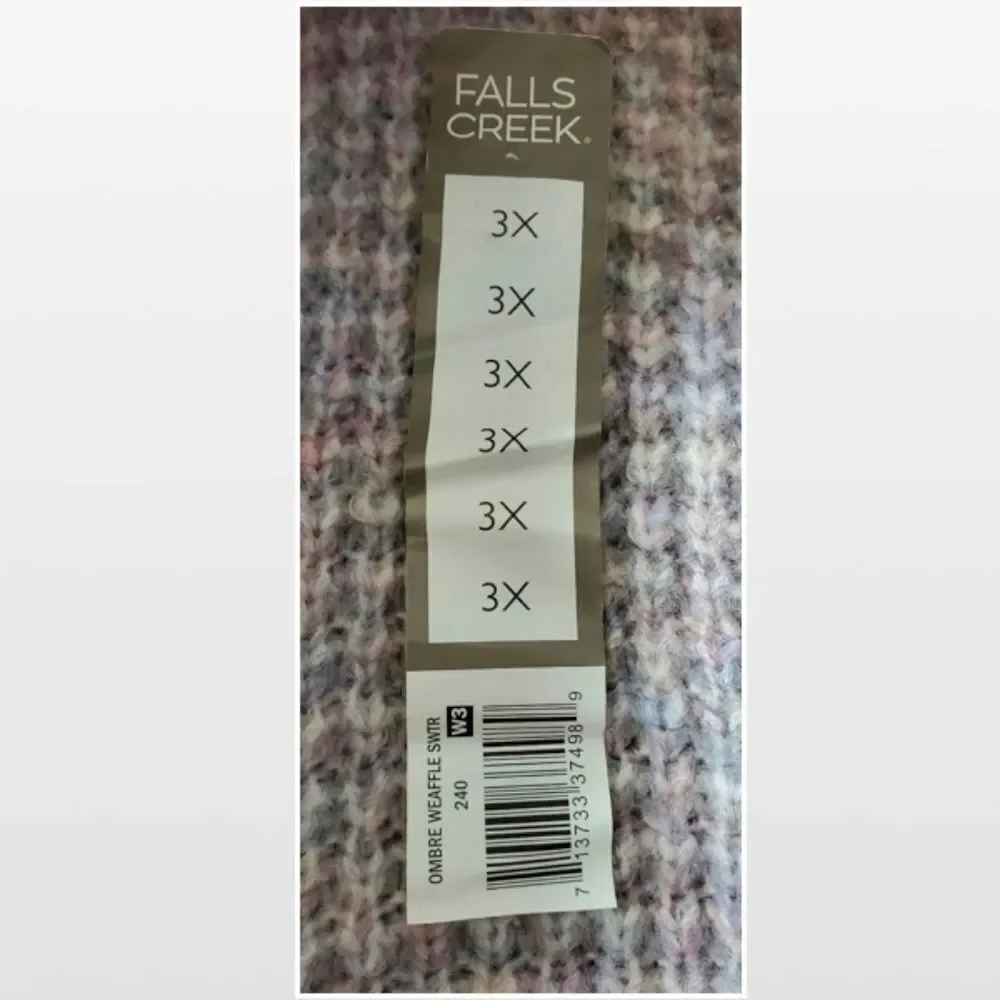 New Falls Creek Sweater Womens Plus 3X Hi Low Purple Grey Ombre Fuzzy Knit NWT - Picture 15 of 16